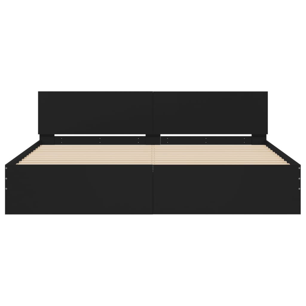 Bedframe met hoofdeinde en LED zwart 180x200 cm – afbeelding 7