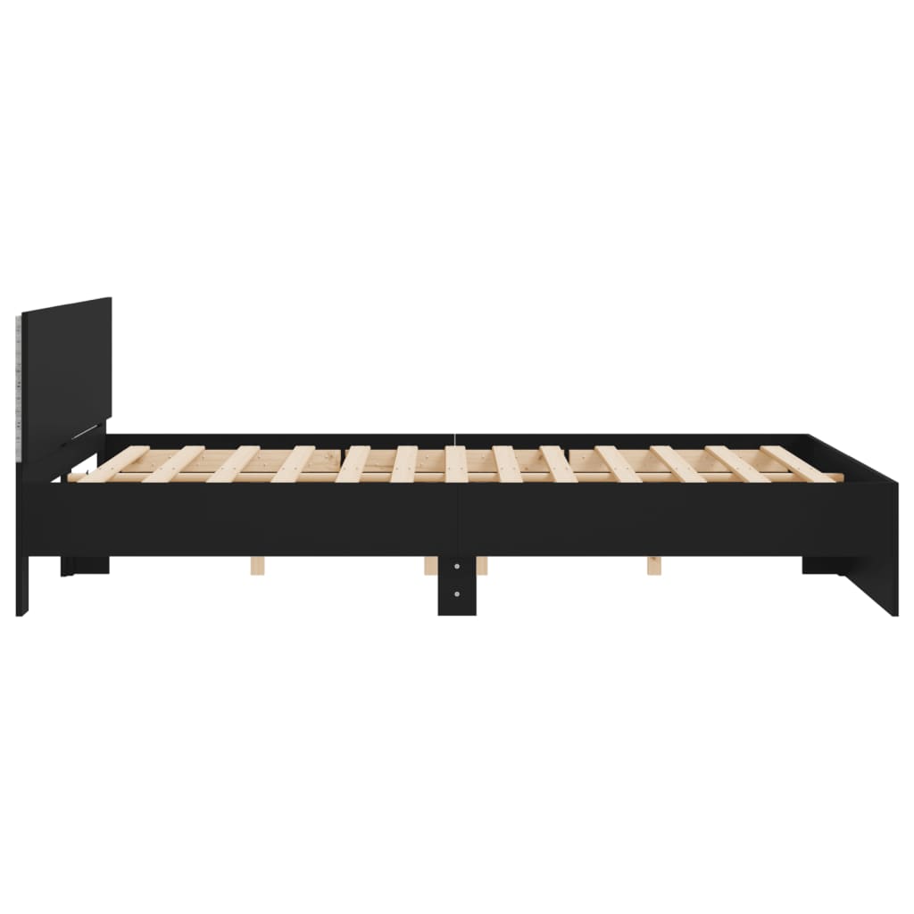 Bedframe met hoofdeinde en LED zwart 180x200 cm – afbeelding 8