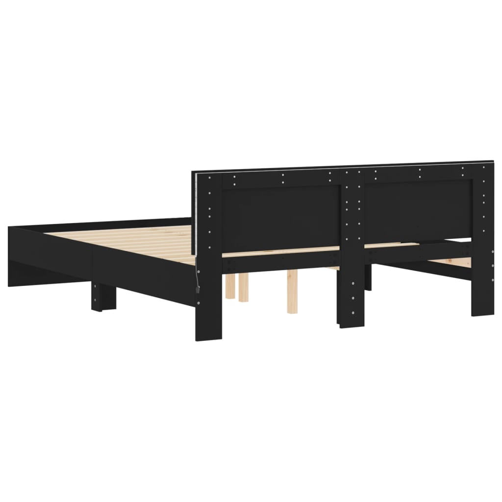Bedframe met LED zonder matras 150x200 cm zwart – afbeelding 9