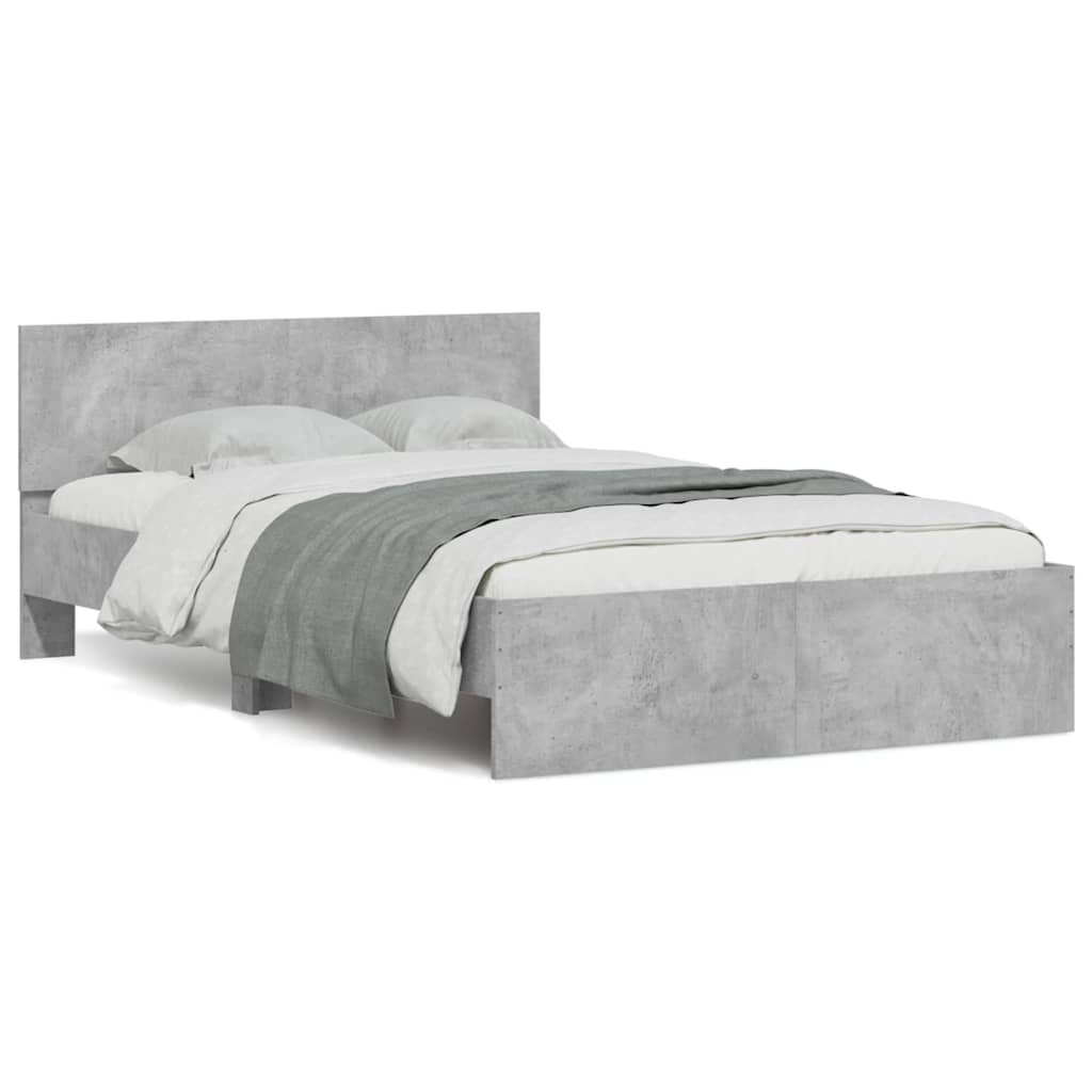 Bedframe met hoofdeinde en LED betongrijs 120x200 cm – afbeelding 1