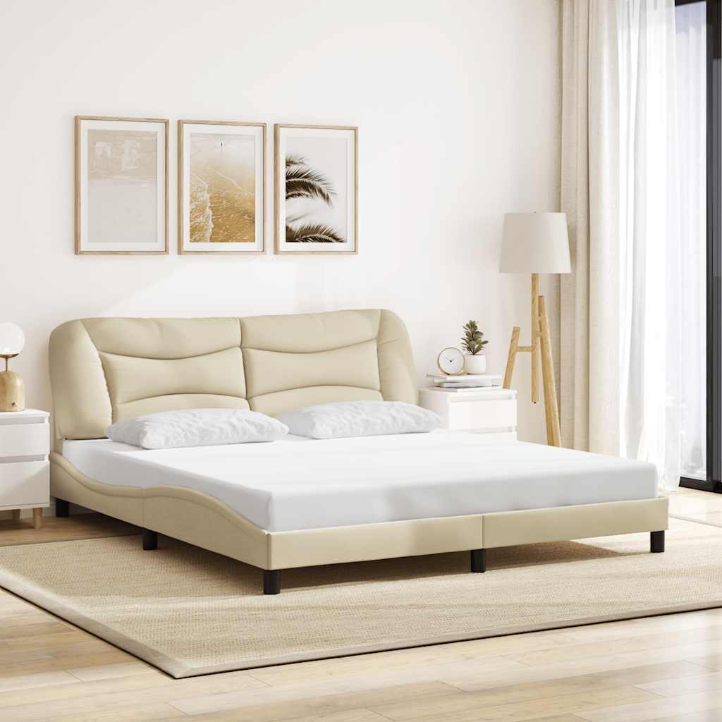 Bedframe zonder matras "Hvar" stof crèmekleurig 180x200 cm – afbeelding 1