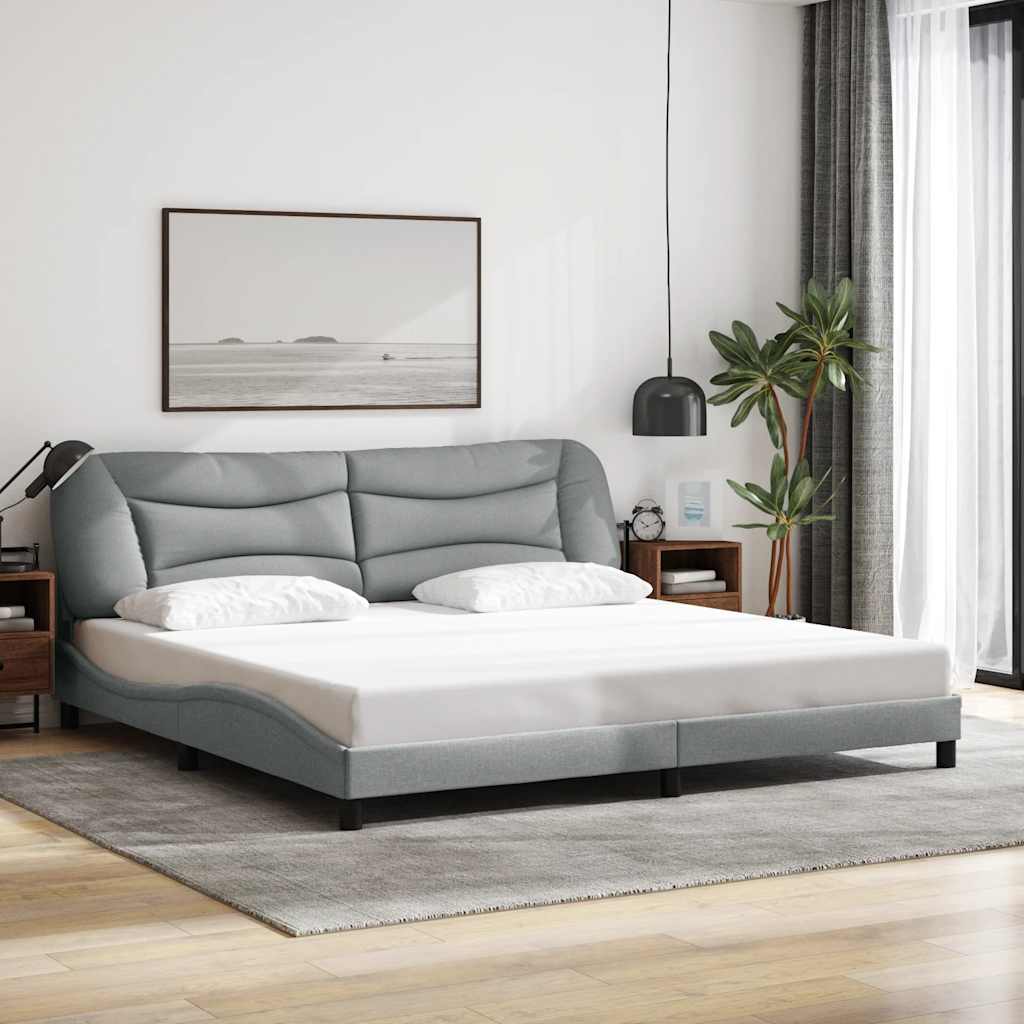 Bedframe zonder matras "Hvar" stof lichtgrijs 200x200 cm – afbeelding 1