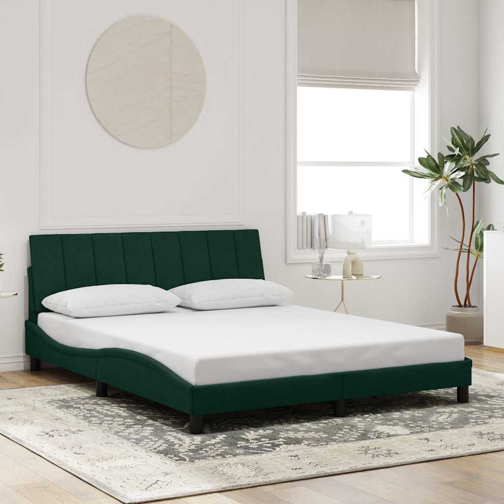 Bedframe zonder matras "Hanko" 160x200 cm fluweel donkergroen – afbeelding 1