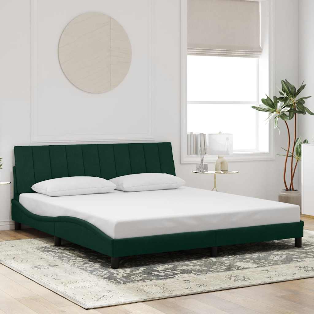 Bedframe zonder matras "Hanko" 180x200 cm fluweel donkergroen – afbeelding 1
