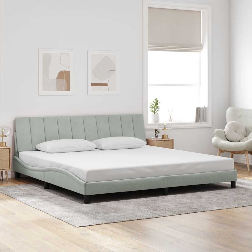Bedframe zonder matras "Hanko" 200x200 cm fluweel lichtgrijs – afbeelding 1