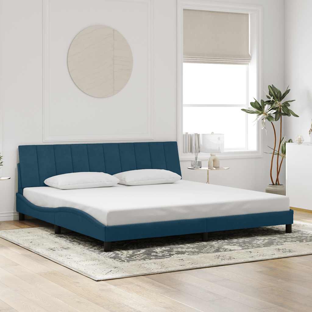 Bedframe zonder matras "Hanko" fluweel blauw 200x200 cm – afbeelding 1