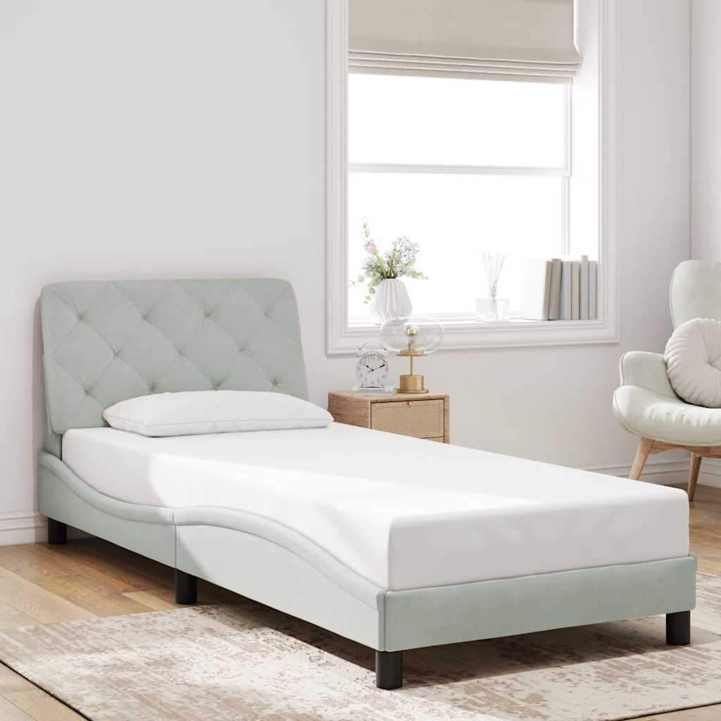 Bedframe zonder matras 80x200 cm fluweel lichtgrijs – afbeelding 1