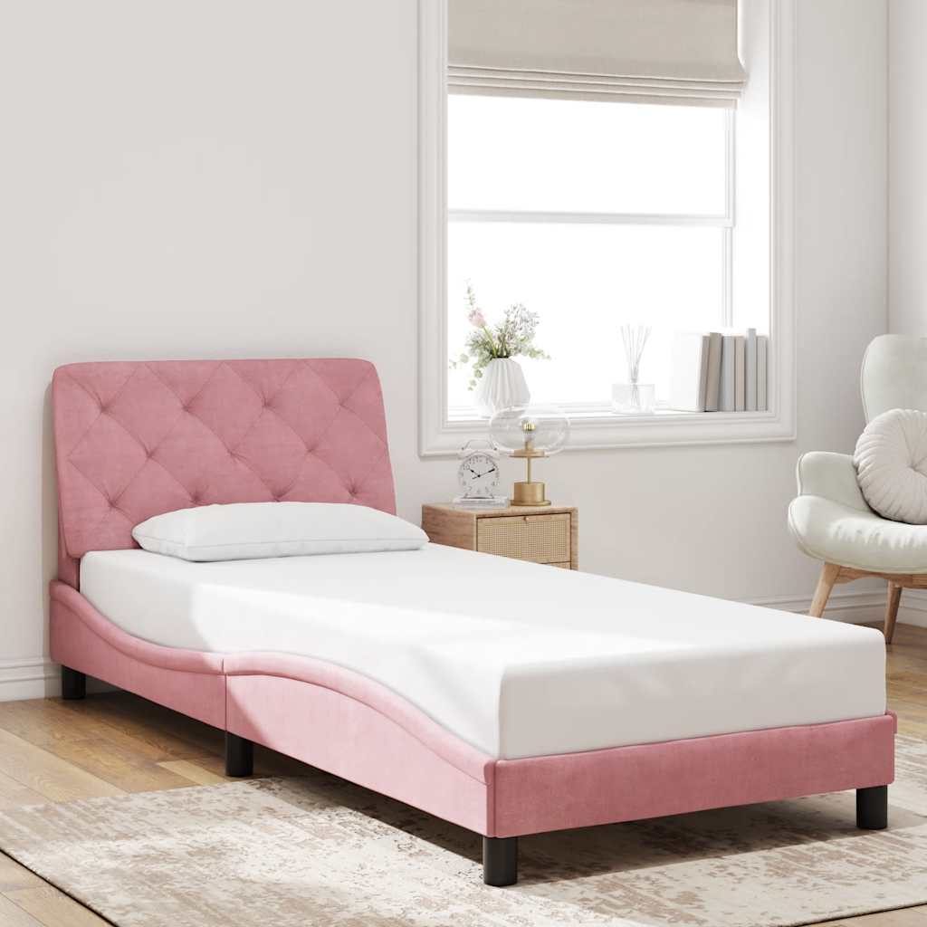 Bedframe zonder matras fluweel roze 80x200 cm – afbeelding 1