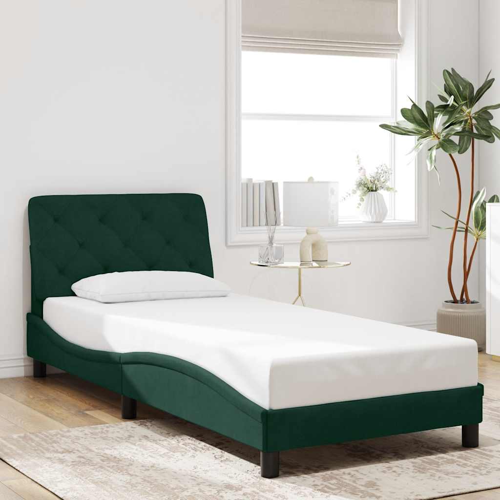 Bedframe zonder matras 90x190 cm fluweel donkergroen – afbeelding 1