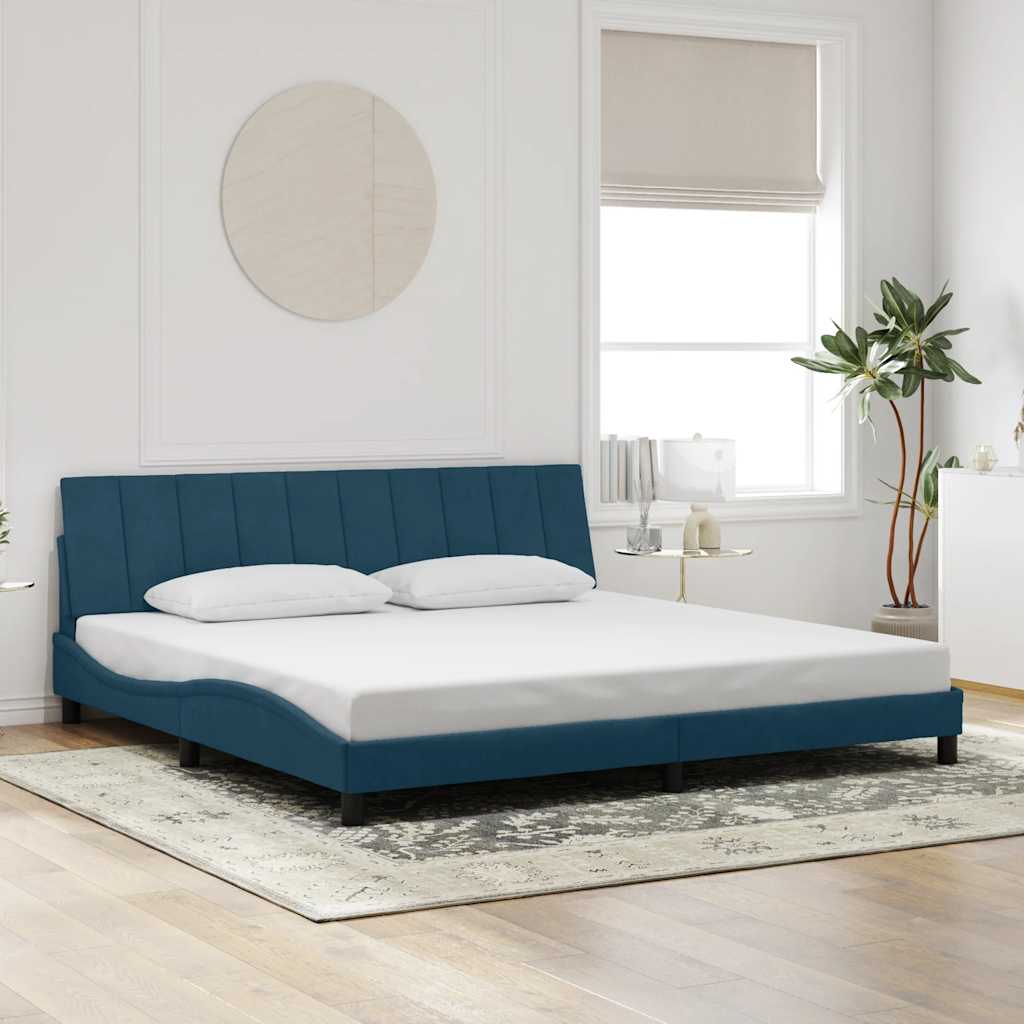 Bedframe zonder matras fluweel blauw 90x190 cm – afbeelding 1