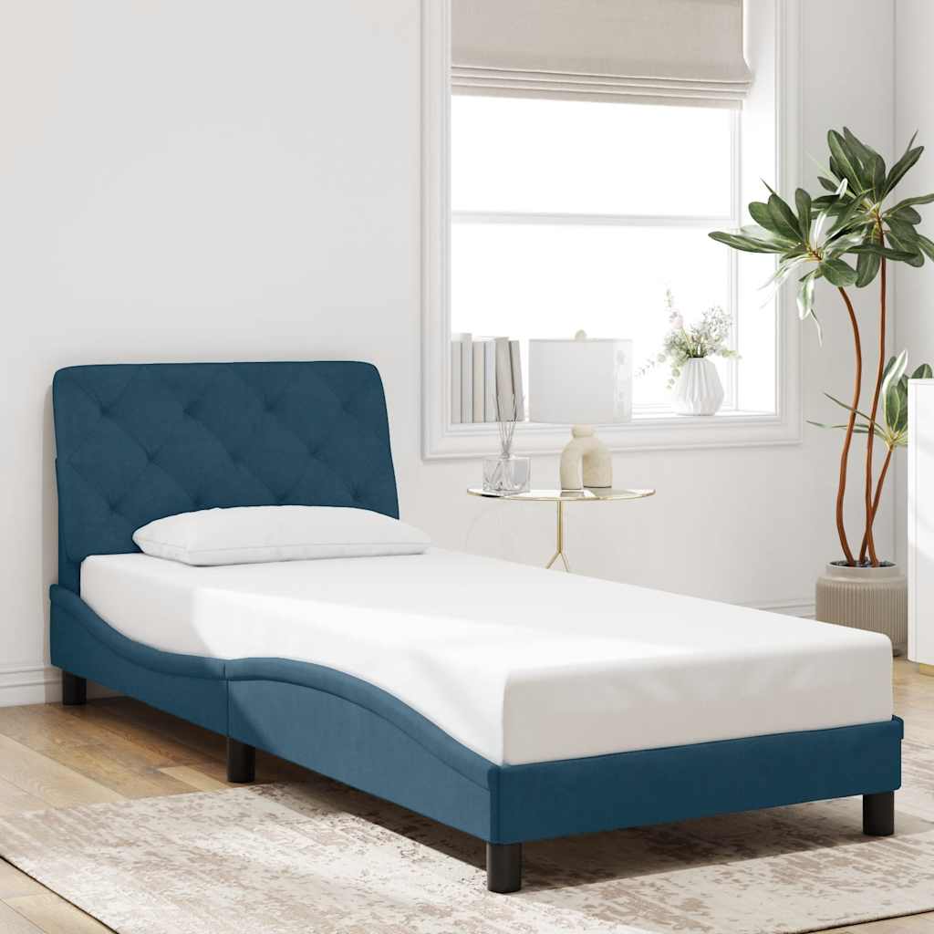 Bedframe zonder matras fluweel blauw 90x200 cm – afbeelding 1