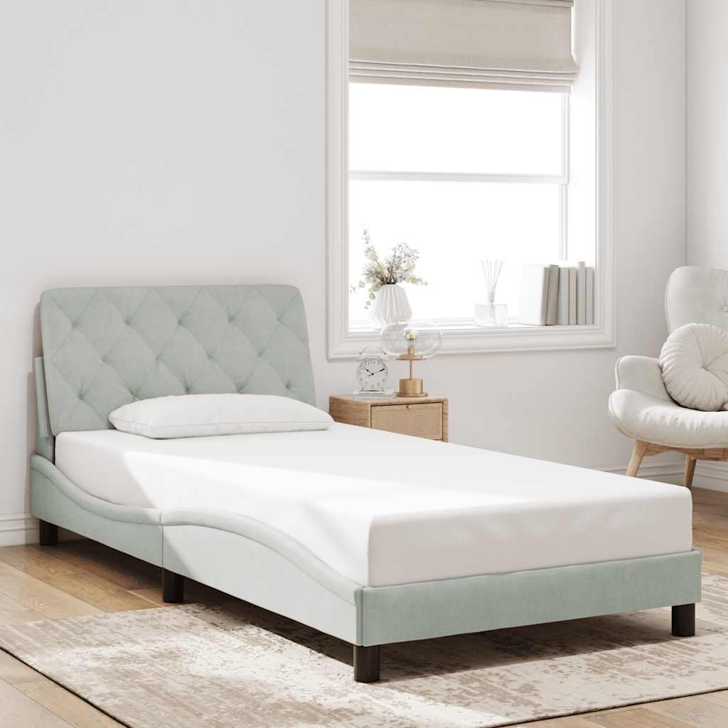 Bedframe zonder matras 100x200 cm fluweel lichtgrijs