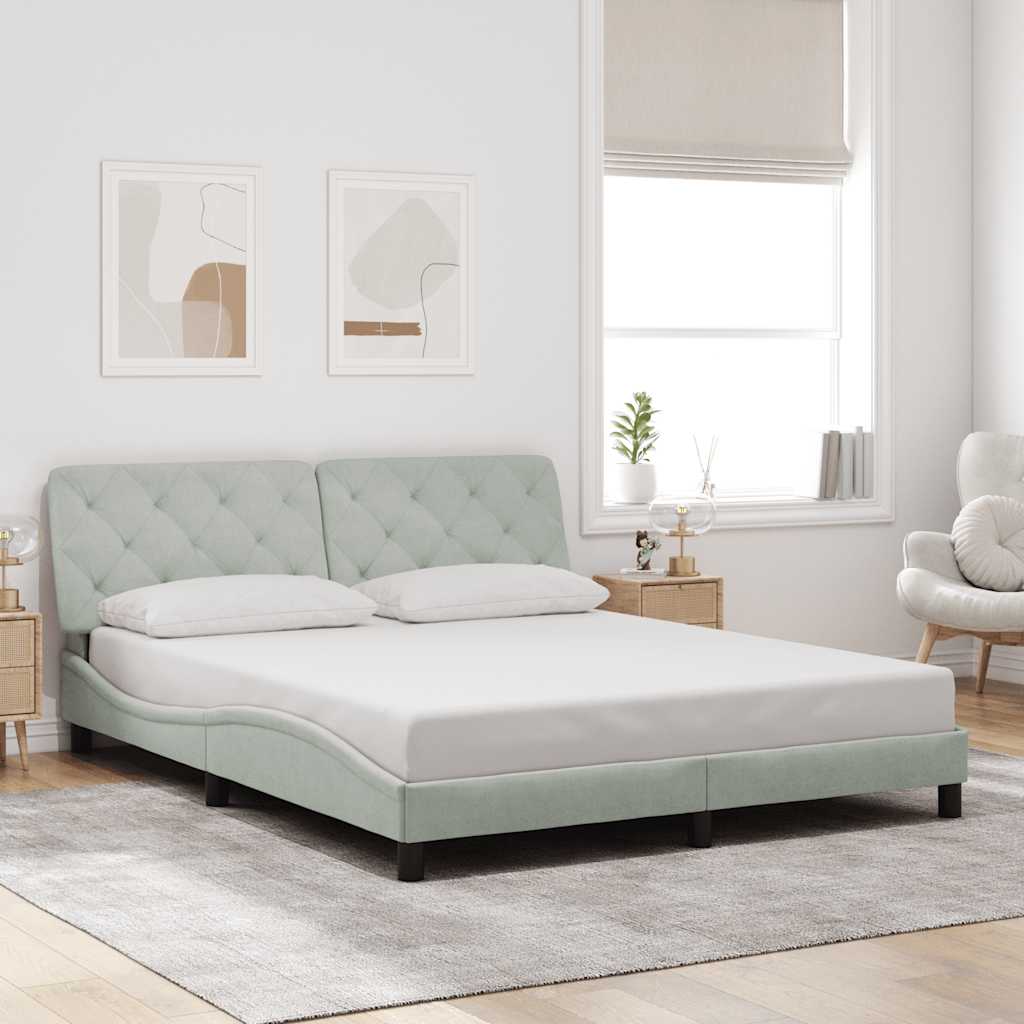 Bedframe zonder matras 160x200 cm fluweel lichtgrijs – afbeelding 1