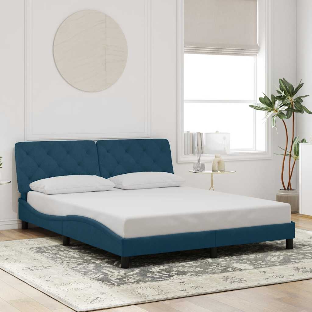 Bedframe zonder matras fluweel blauw 160x200 cm – afbeelding 1
