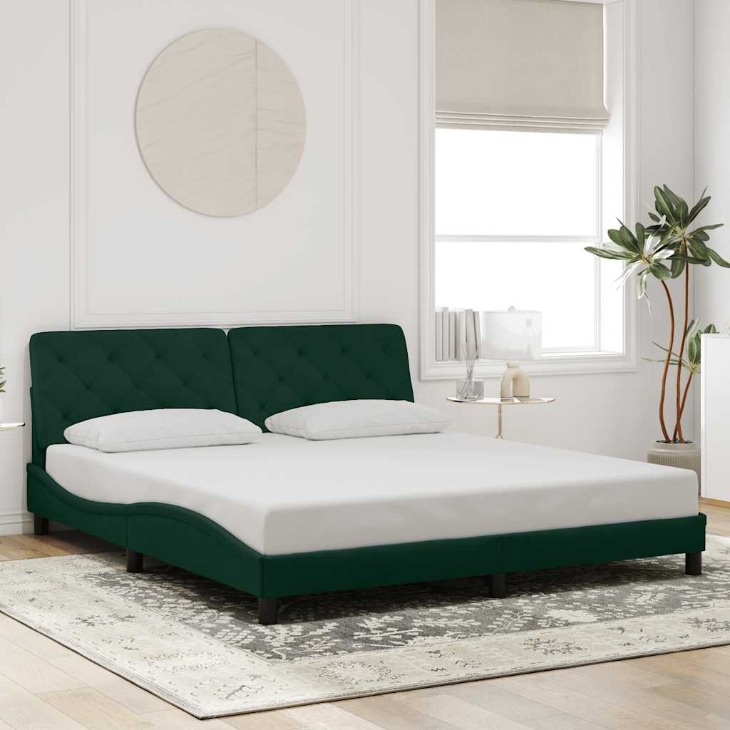 Bedframe zonder matras 180x200 cm fluweel donkergroen – afbeelding 1