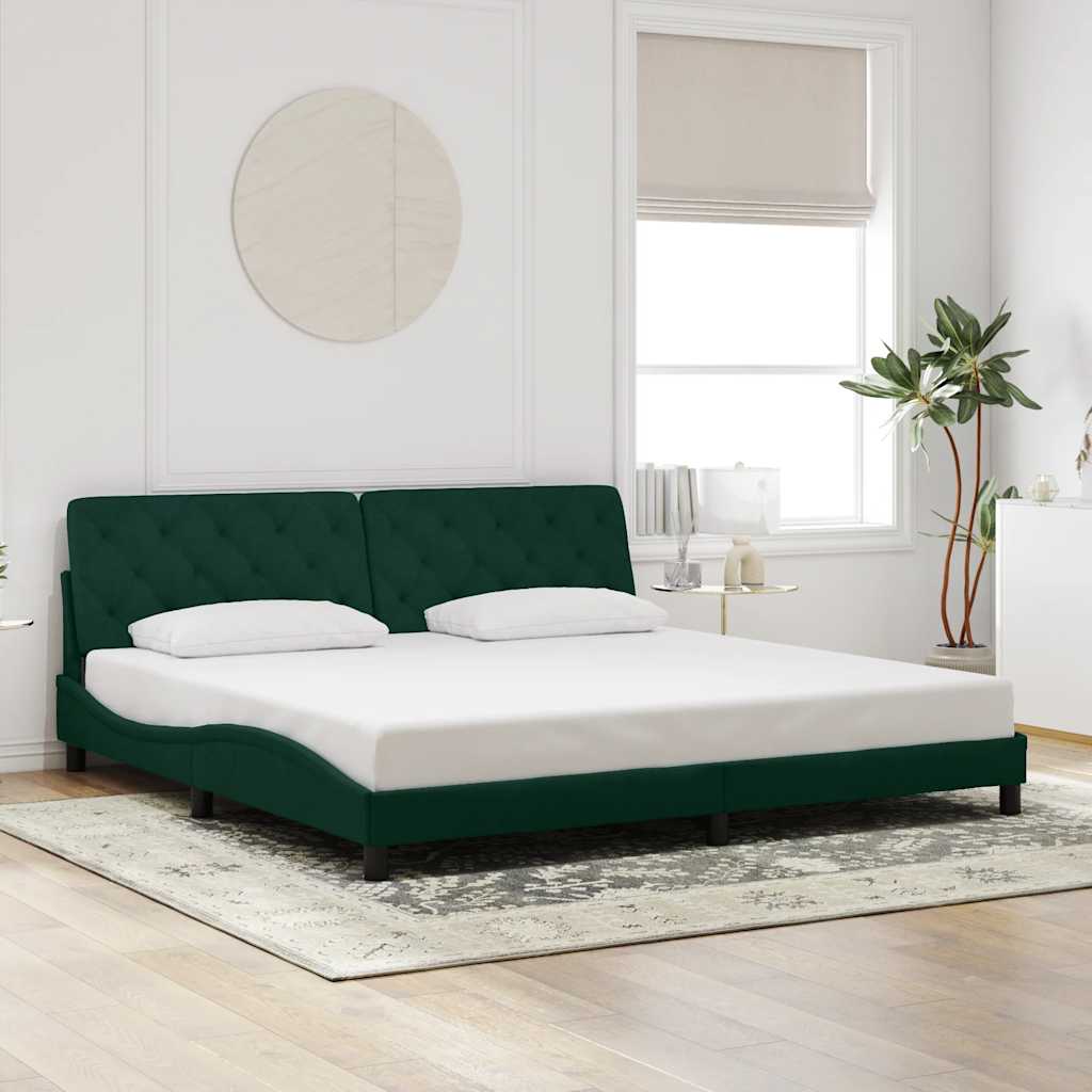 Bedframe zonder matras 200x200 cm fluweel donkergroen – afbeelding 1