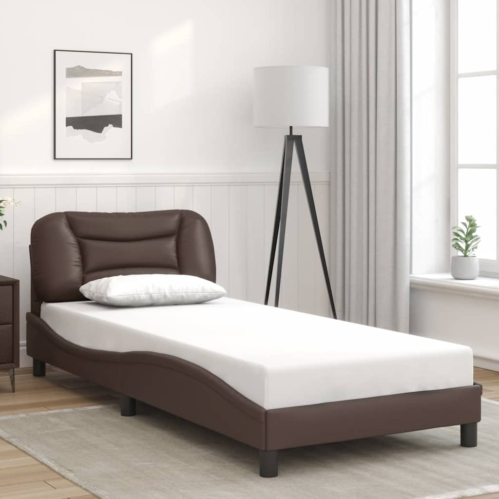 Bedframe zonder matras "Hvar" kunstleer bruin 80x200 cm – afbeelding 1