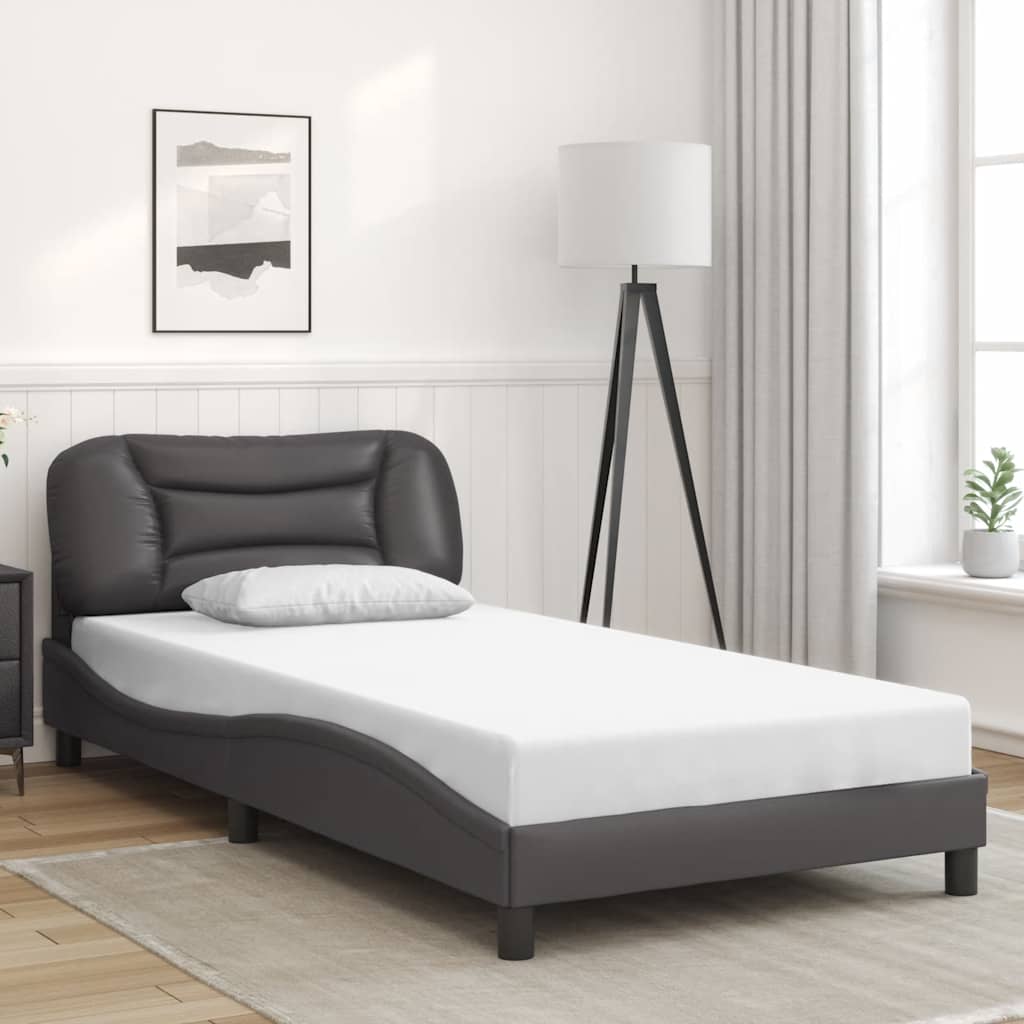 Bedframe zonder matras "Hvar" kunstleer grijs 100x200 cm – afbeelding 1