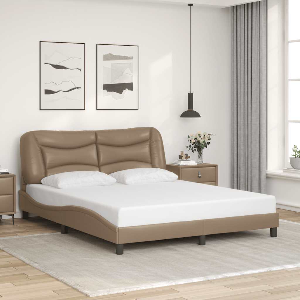 Bedframe zonder matras "Hvar" kunstleer cappuccinokleurig 160x200 cm – afbeelding 1