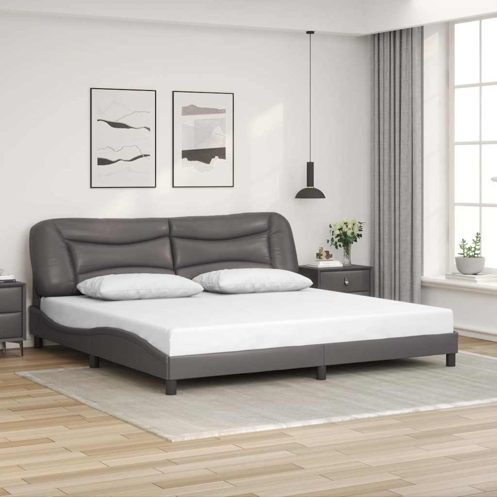 Bedframe zonder matras "Hvar" kunstleer grijs 200x200 cm – afbeelding 1