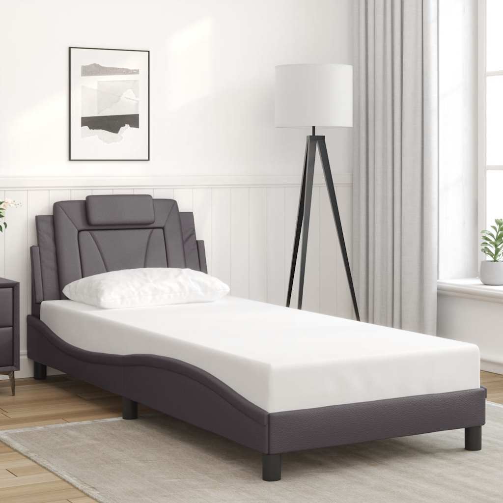 Bedframe "Viana" zonder matras kunstleer grijs 80x200 cm – afbeelding 1