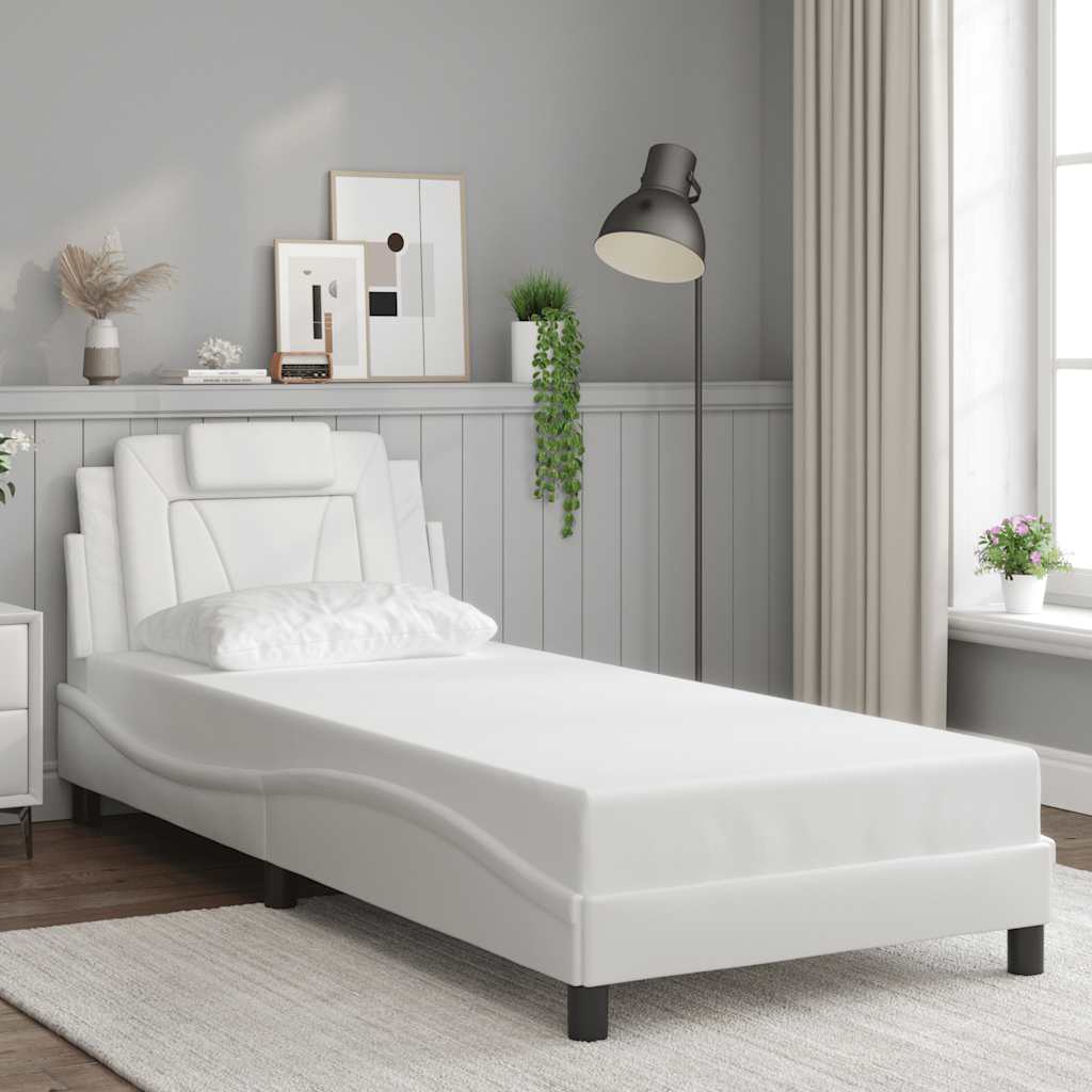 Bedframe "Viana" zonder matras kunstleer wit 90x190 cm – afbeelding 1