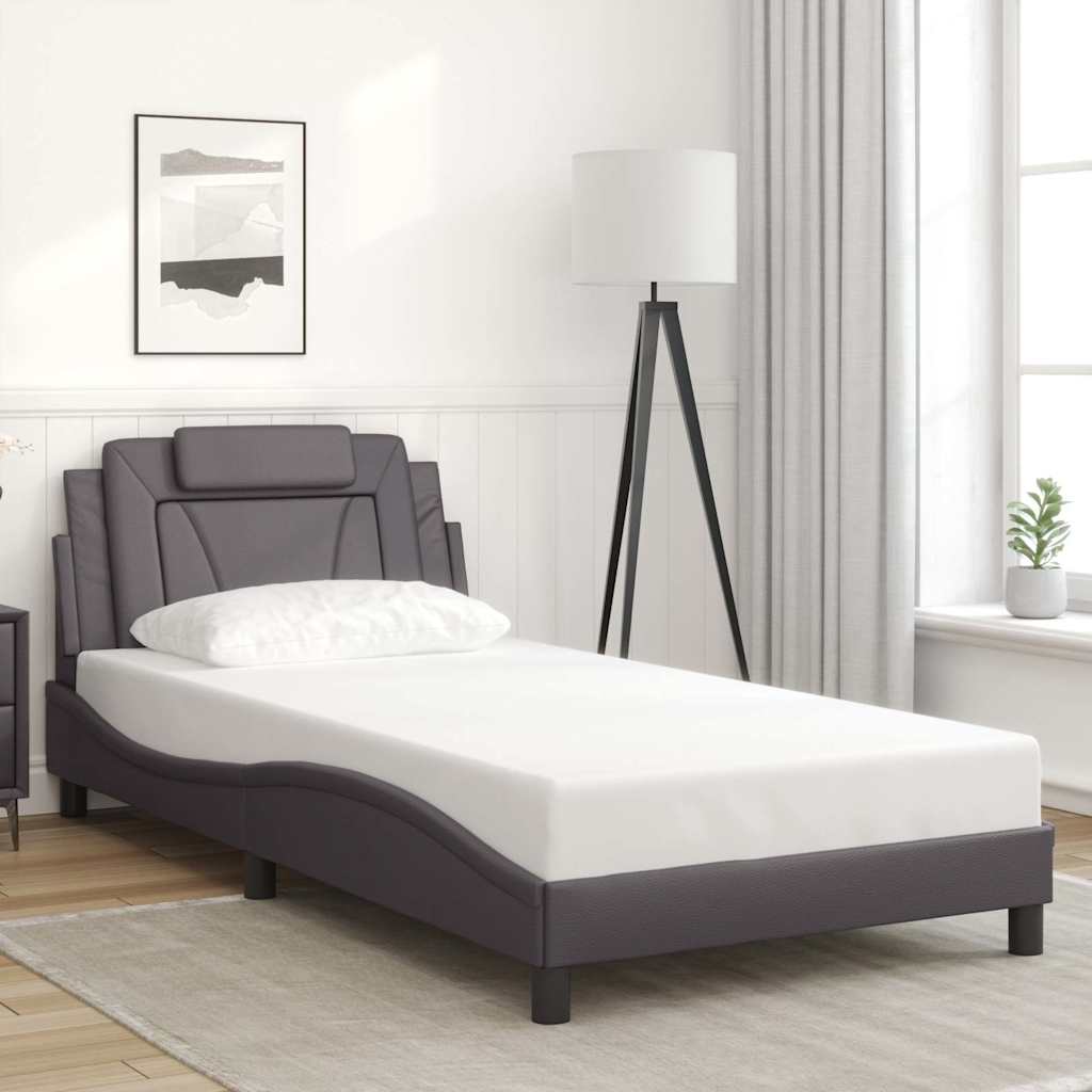 Bedframe "Viana" zonder matras kunstleer grijs 100x200 cm – afbeelding 1