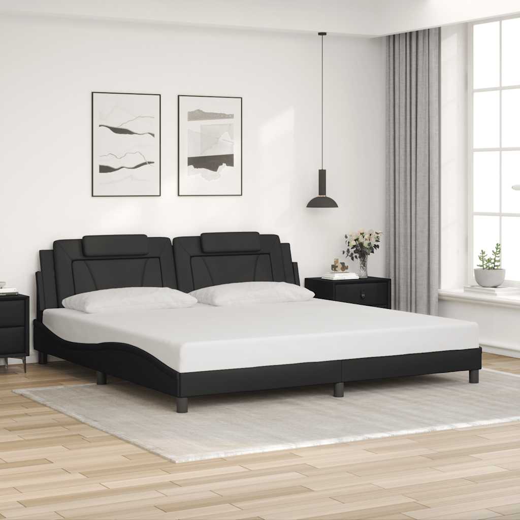 Bedframe "Viana" zonder matras kunstleer zwart 200x200 cm – afbeelding 1