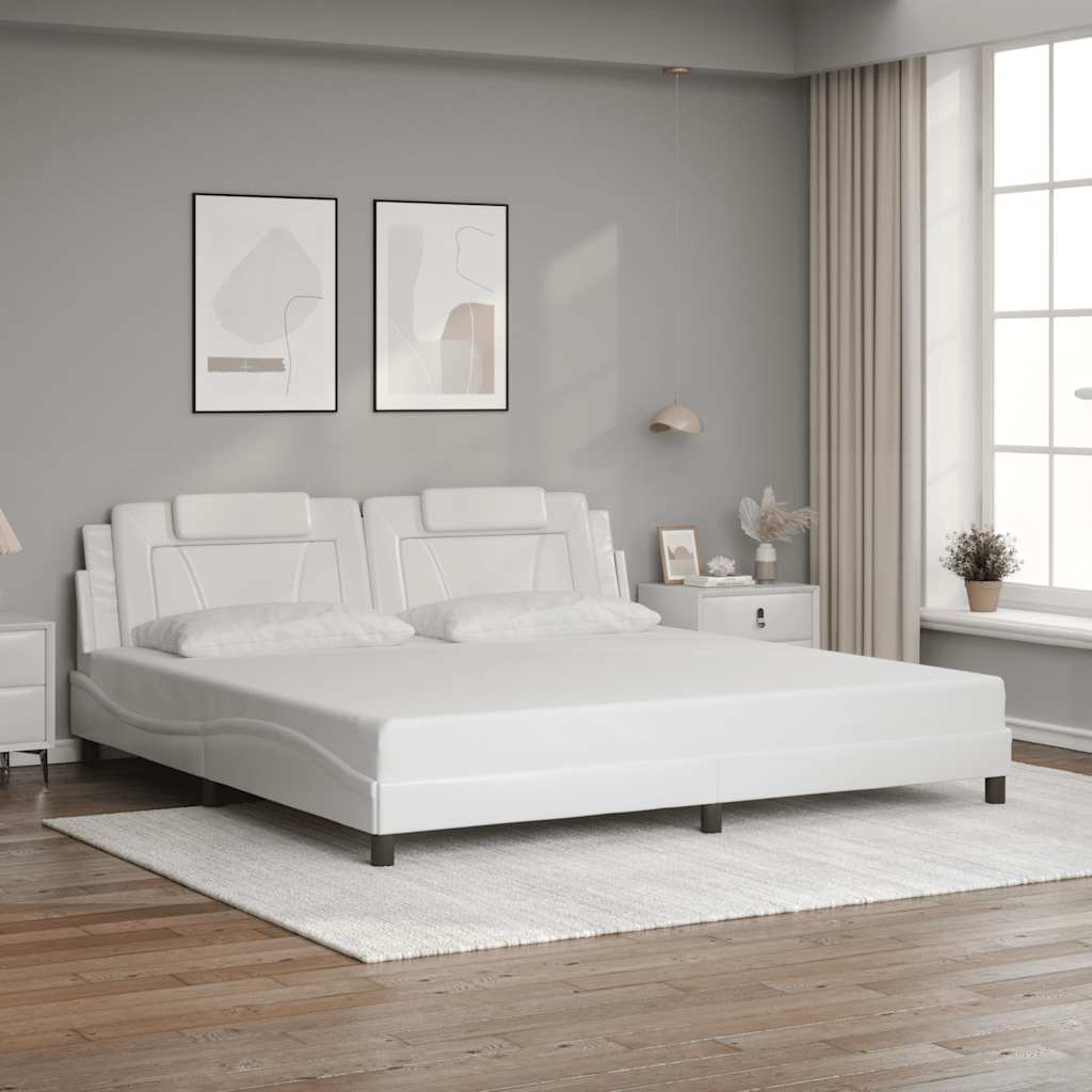 Bedframe "Viana" zonder matras kunstleer wit 200x200 cm – afbeelding 1