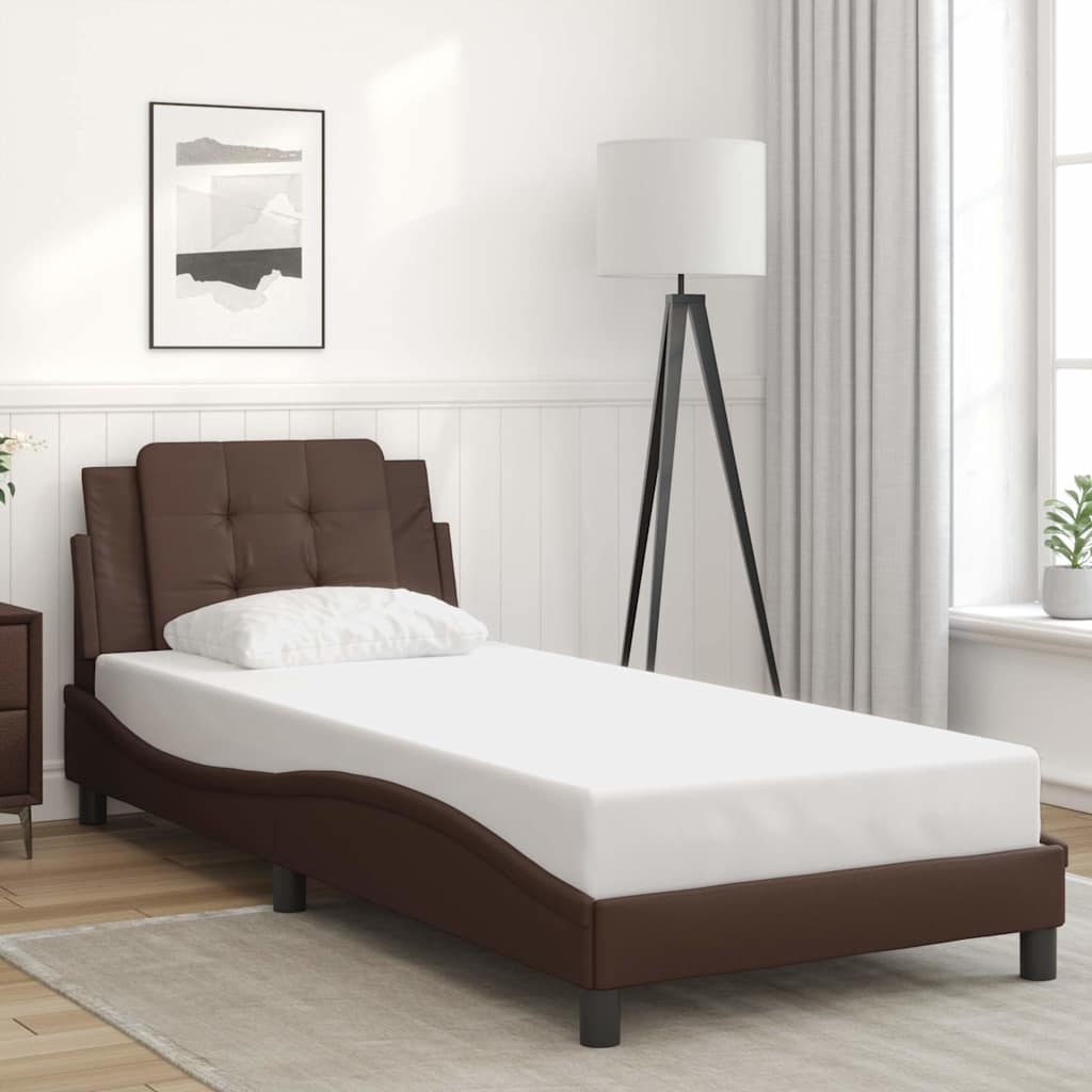 Bedframe zonder matras "Zadar" kunstleer bruin 80x200 cm – afbeelding 1