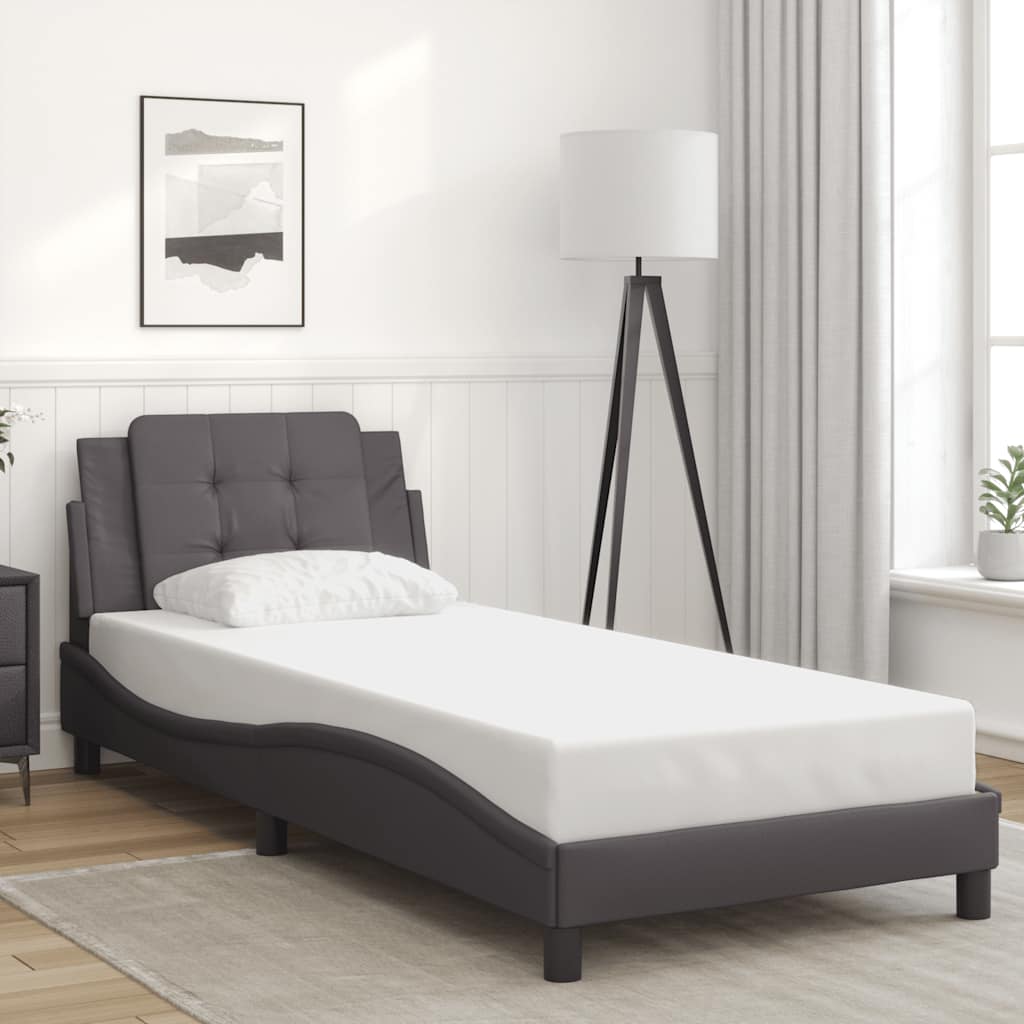 Bedframe zonder matras "Zadar" kunstleer grijs 90x190 cm – afbeelding 1
