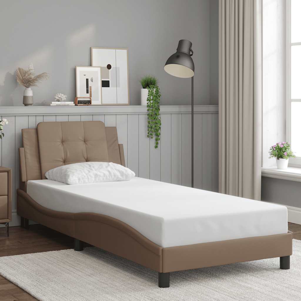 Bedframe zonder matras "Zadar" kunstleer cappucinnokleurig 90x190 cm – afbeelding 1