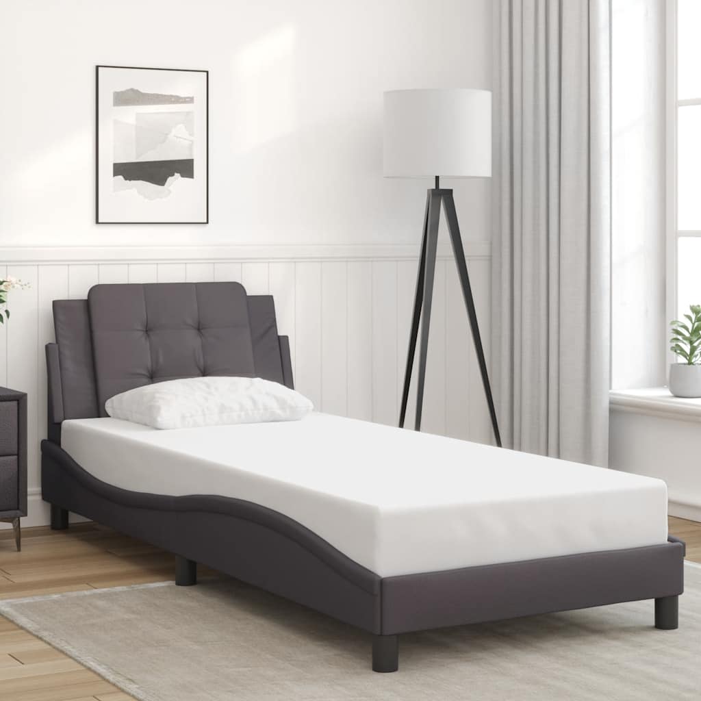 Bedframe zonder matras "Zadar" kunstleer grijs 90x200 cm – afbeelding 1