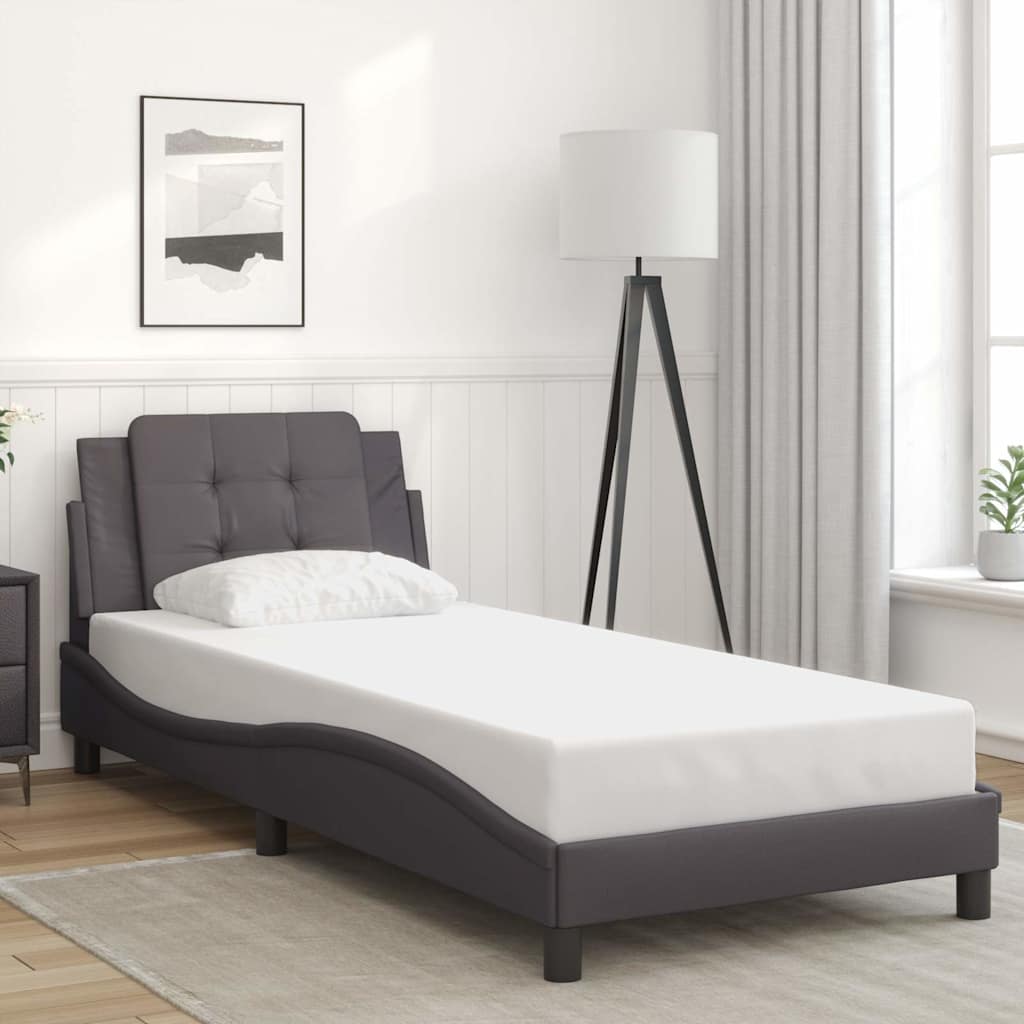 Bedframe zonder matras "Zadar" kunstleer grijs 100x200 cm – afbeelding 1