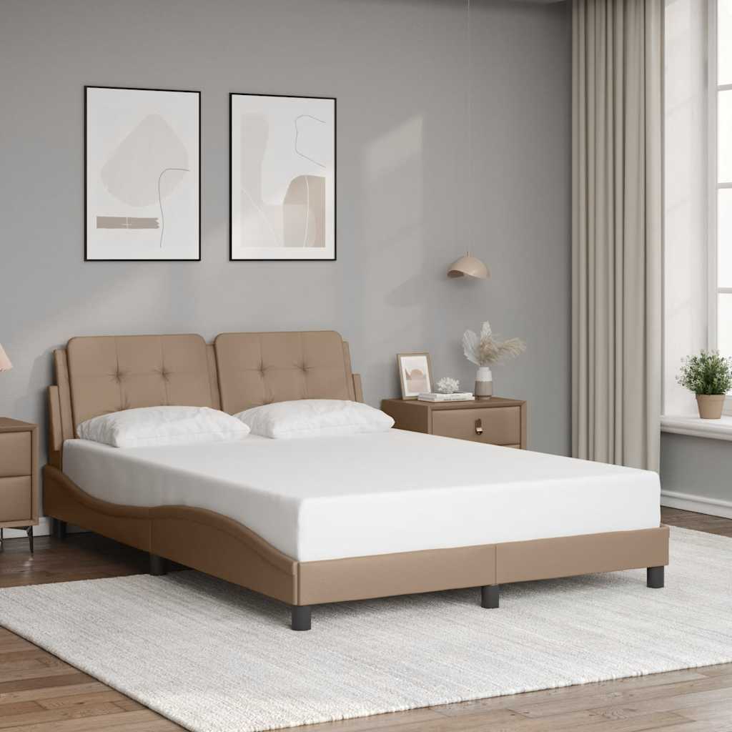 Bedframe zonder matras "Zadar" kunstleer cappucinnokleurig 140x190 cm – afbeelding 1