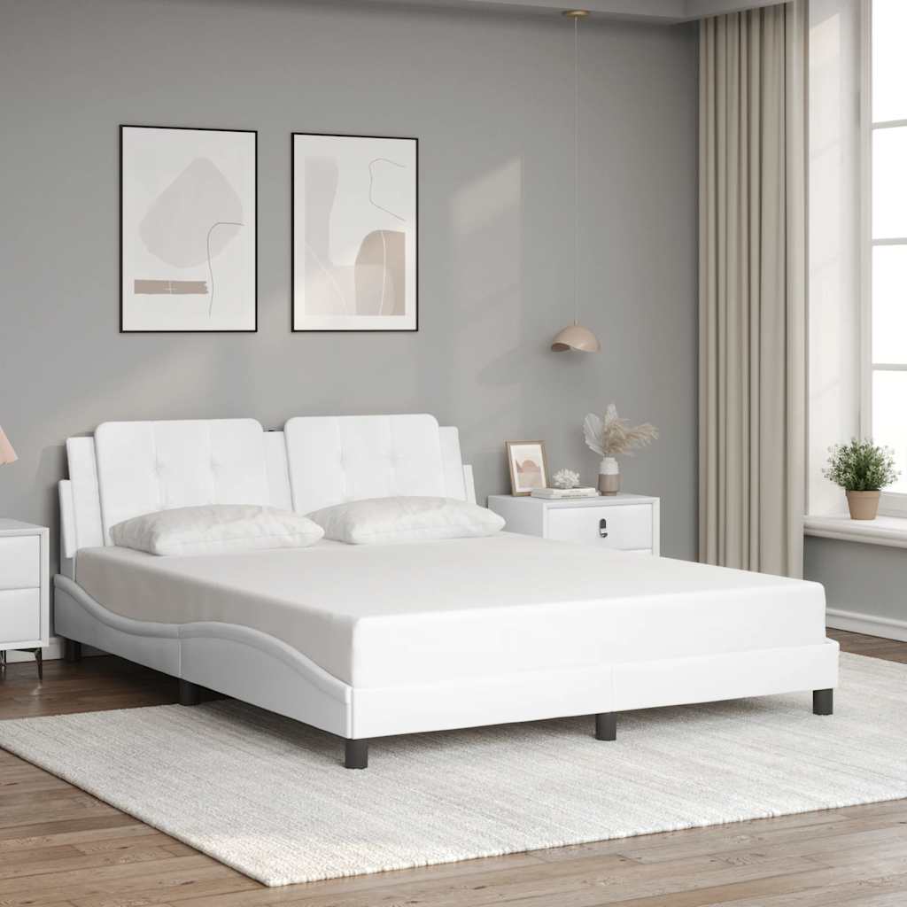 Bedframe zonder matras "Zadar" kunstleer wit 160x200 cm – afbeelding 1