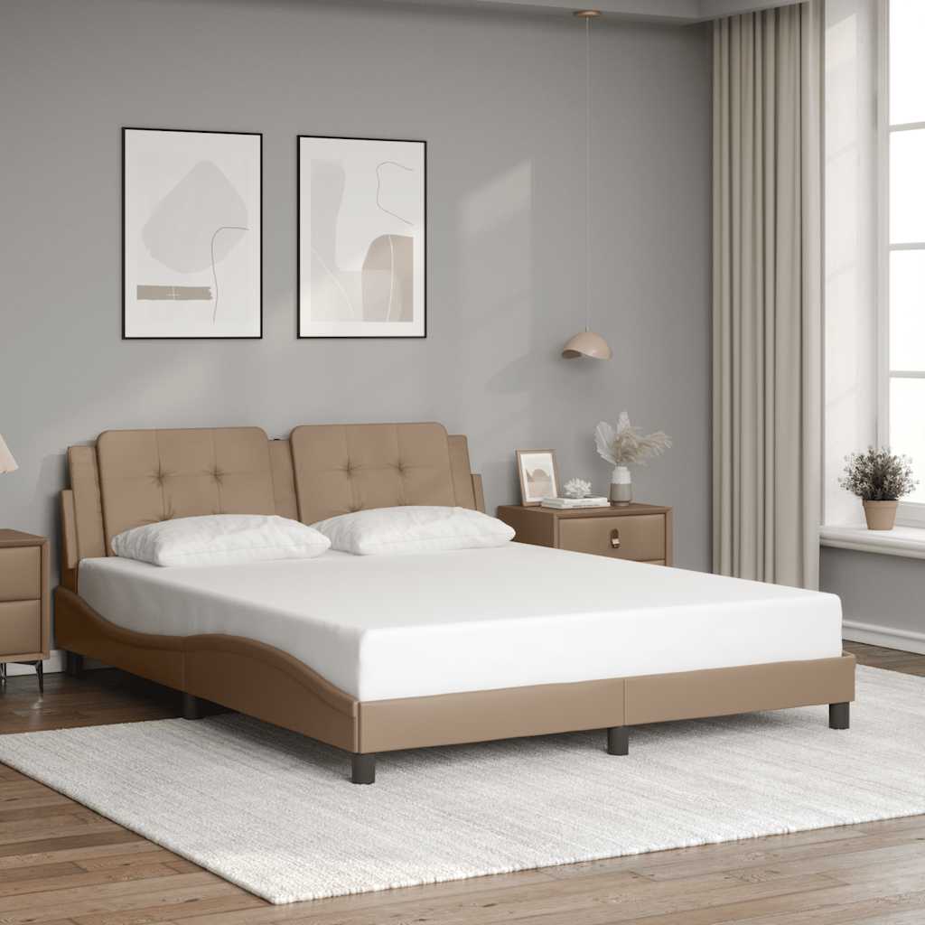 Bedframe zonder matras "Zadar" kunstleer cappuccinokleurig 160x200 cm – afbeelding 1