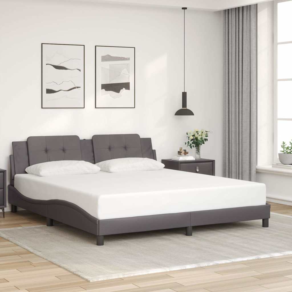 Bedframe zonder matras "Zadar" kunstleer grijs 180x200 cm – afbeelding 1