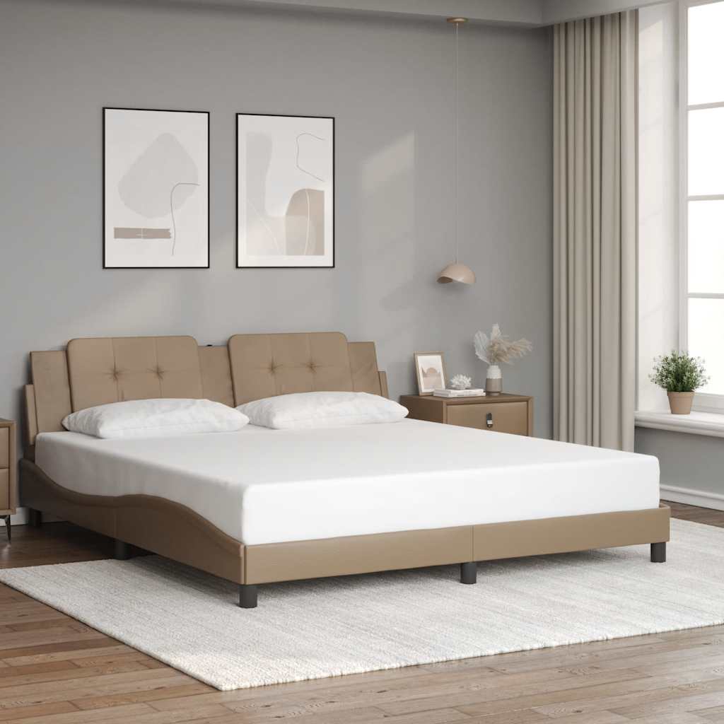 Bedframe zonder matras "Zadar" kunstleer cappuccinokleurig 180x200 cm – afbeelding 1