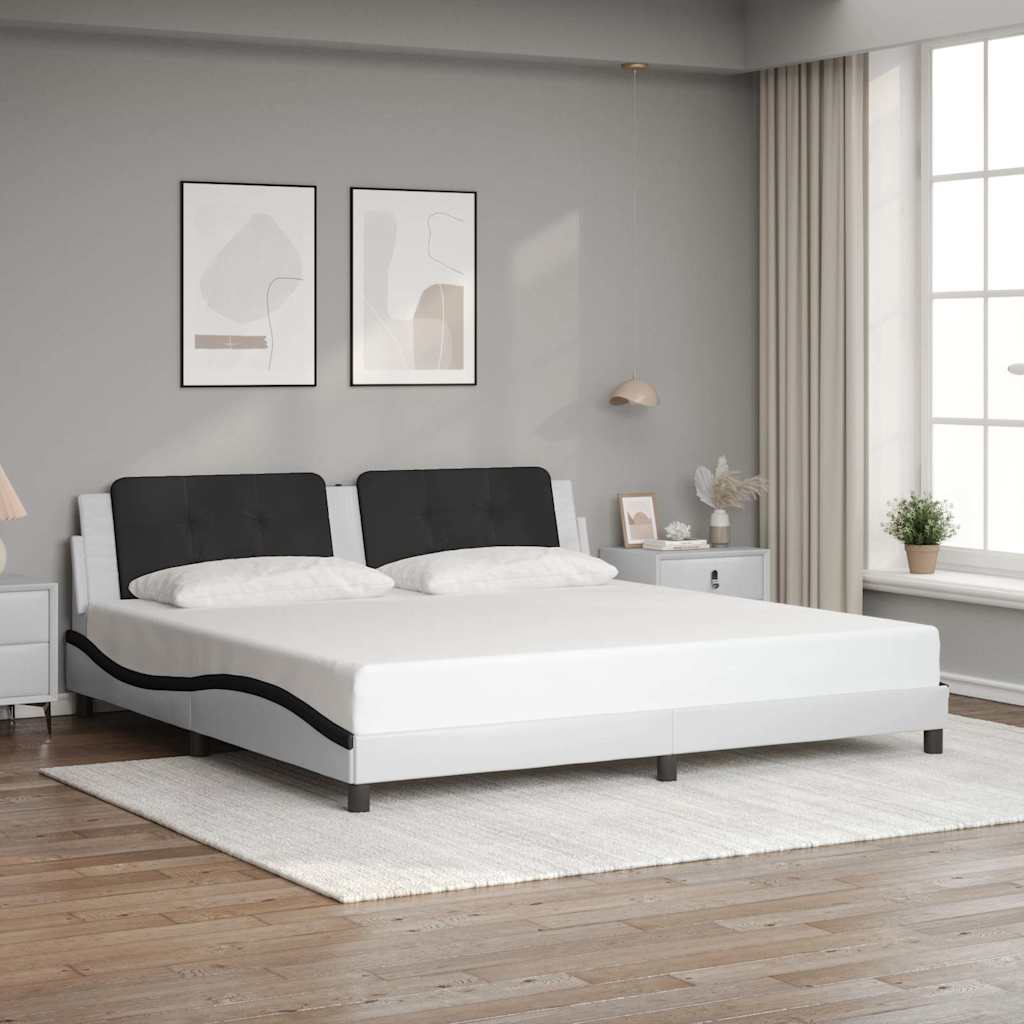 Bedframe zonder matras "Zadar" kunstleer wit en zwart 200x200 cm