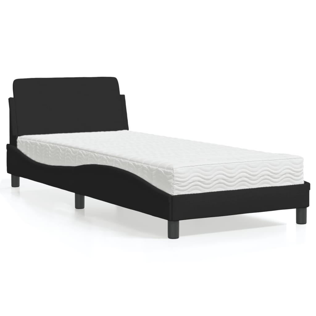 Bed met matras "Dover" stof zwart 80x200 cm – afbeelding 1