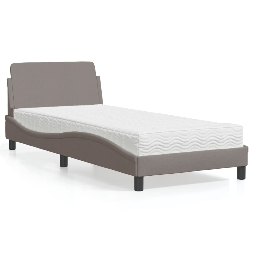 Bed met matras "Dover" stof taupe 80x200 cm – afbeelding 1
