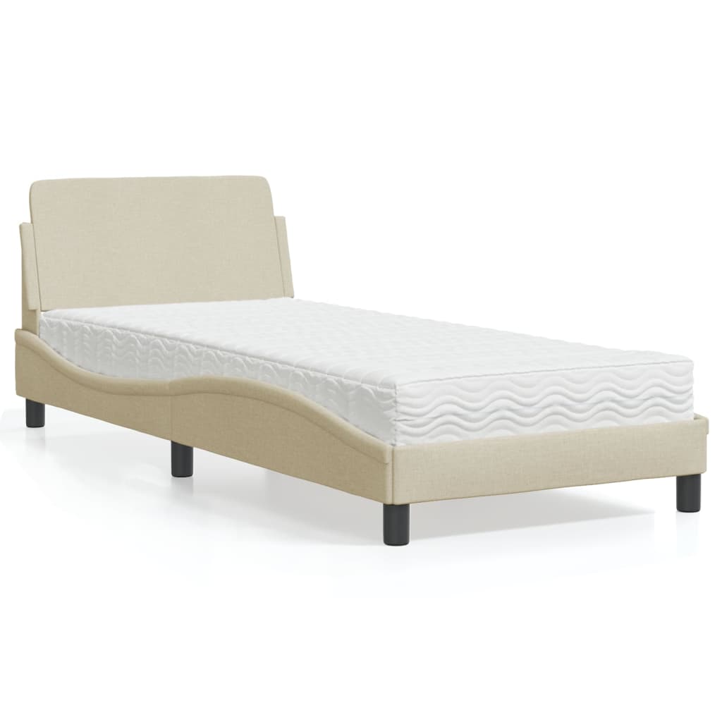 Bed met matras "Dover" stof crèmekleurig 80x200 cm – afbeelding 1