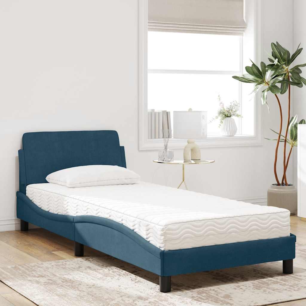 Bed met matras "Dover" fluweel blauw 80x200 cm – afbeelding 1