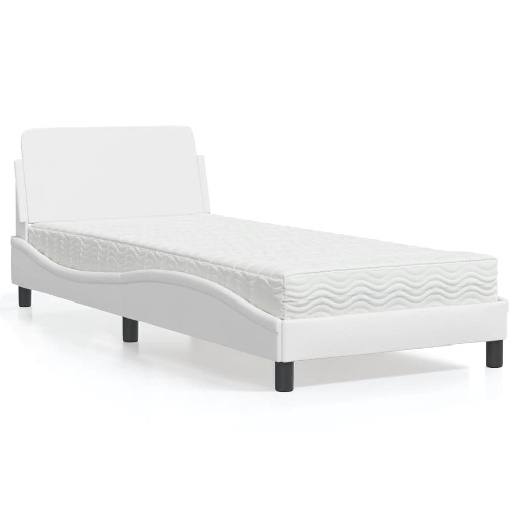 Bed met matras "Dover" kunstleer wit 90x190 cm – afbeelding 1