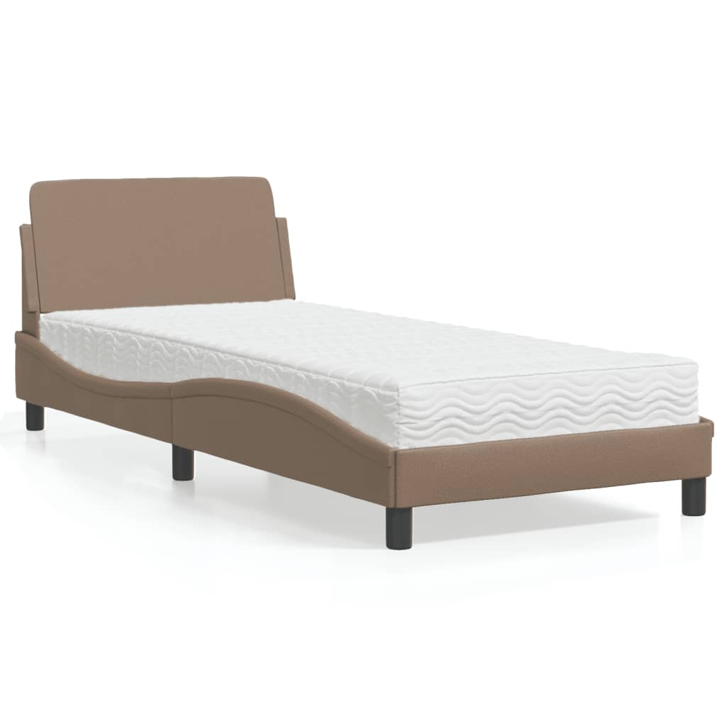 Bed met matras "Dover" kunstleer cappuccinokleurig 90x190 cm – afbeelding 1