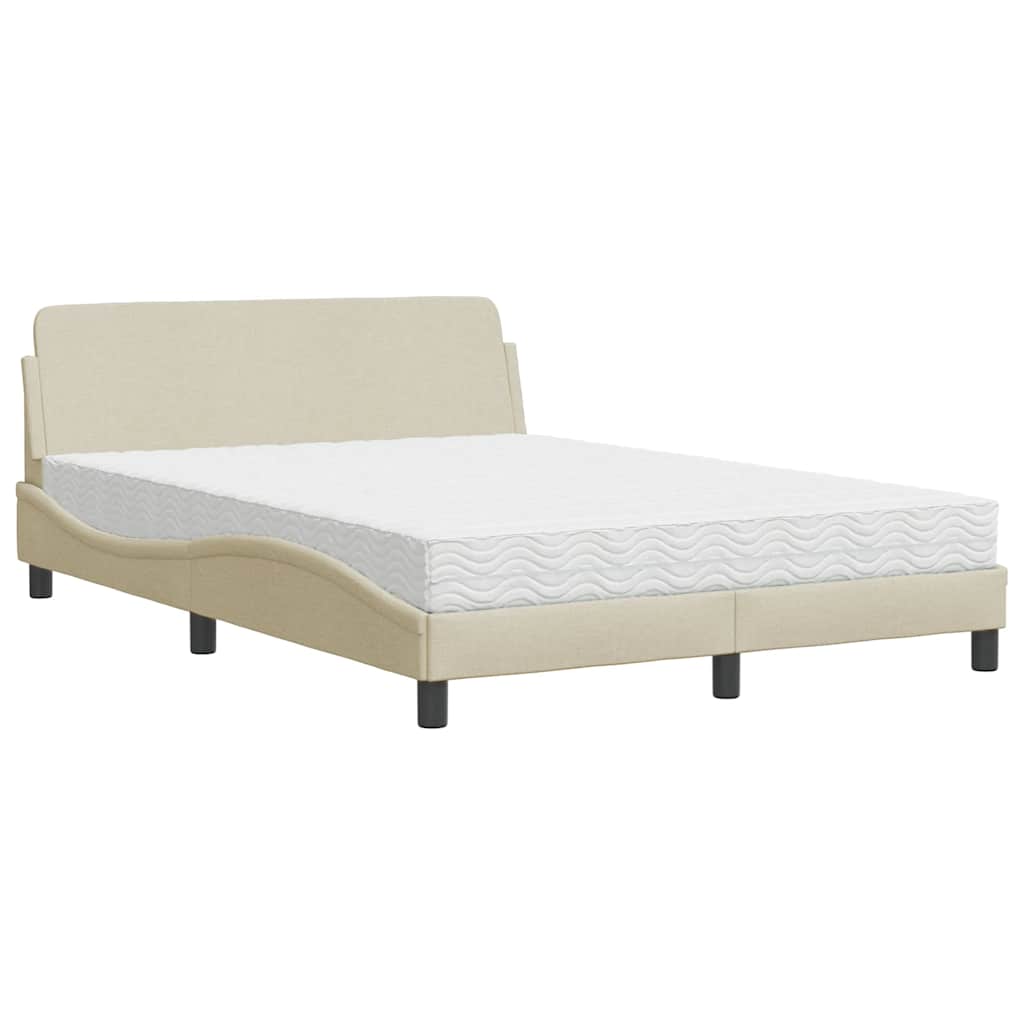 Bed met matras "Dover" stof crèmekleurig 140x200 cm – afbeelding 2