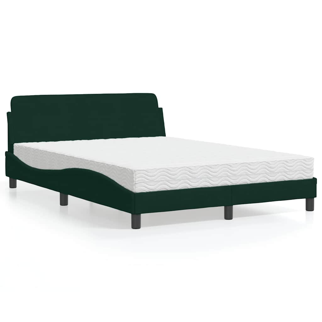 Bed met matras "Dover" fluweel donkergroen 140x200 cm – afbeelding 1
