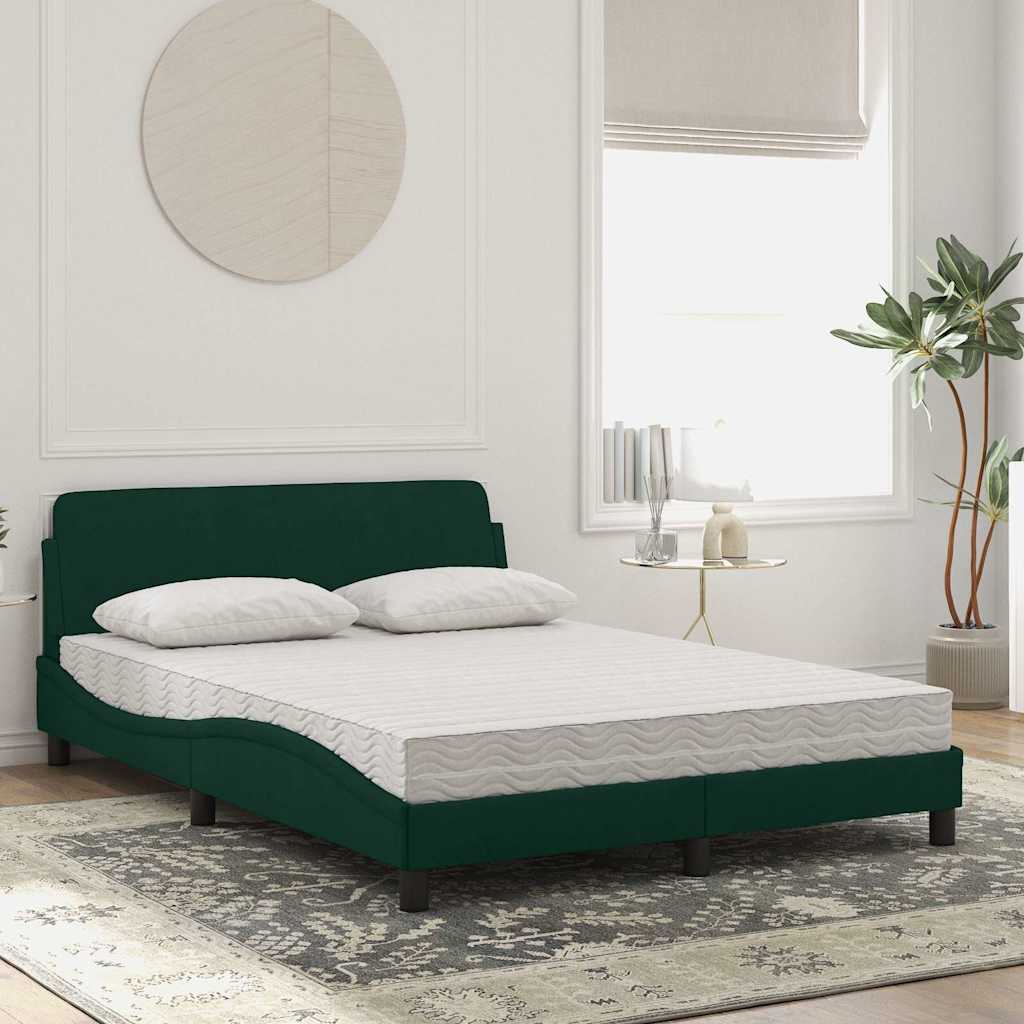 Bed met matras "Dover" fluweel donkergroen 140x200 cm – afbeelding 3