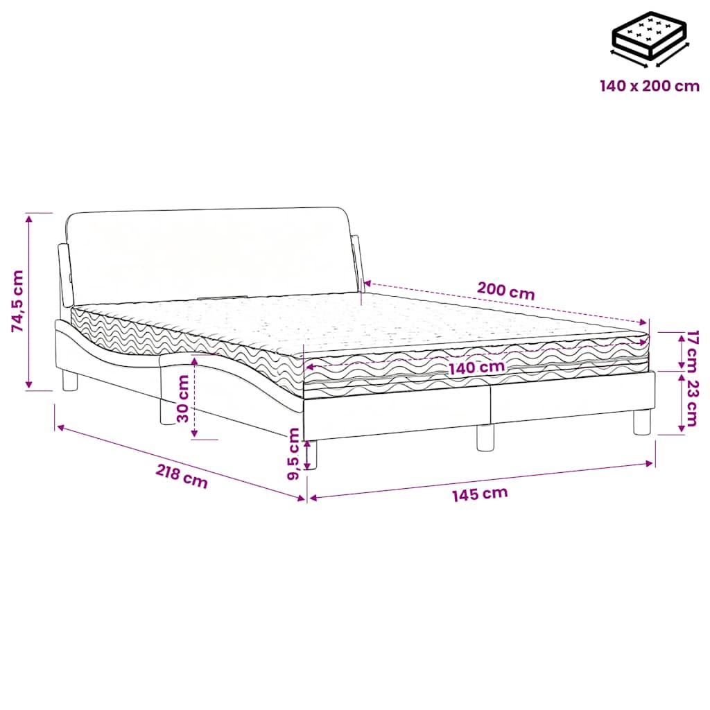 Bed met matras "Dover" fluweel donkergroen 140x200 cm – afbeelding 9